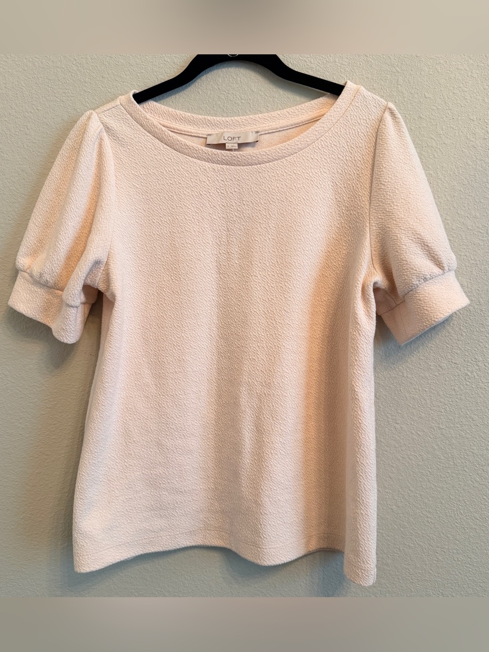 LOFT Pale Pink Blush Textured Short Sleeve Top